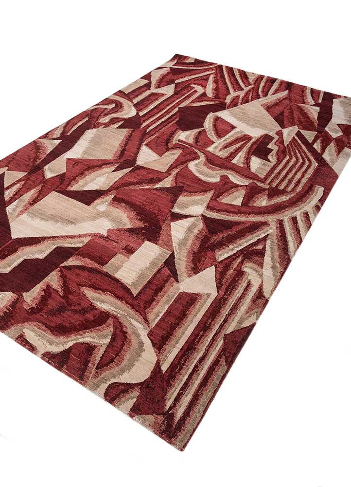 reverie japonaise red and orange wool hand knotted Rug - FoldShot reverie japonaise red and orange wool hand knotted Rug - FoldShot