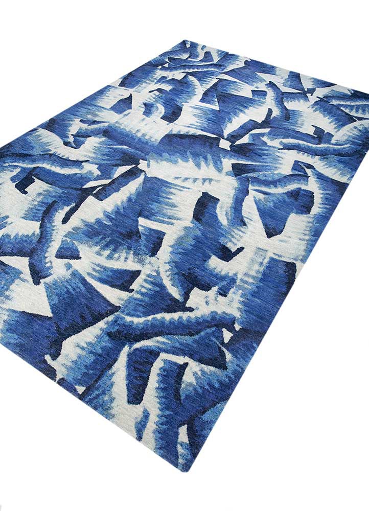 reverie japonaise blue wool hand knotted Rug - FoldShot reverie japonaise blue wool hand knotted Rug - FoldShot
