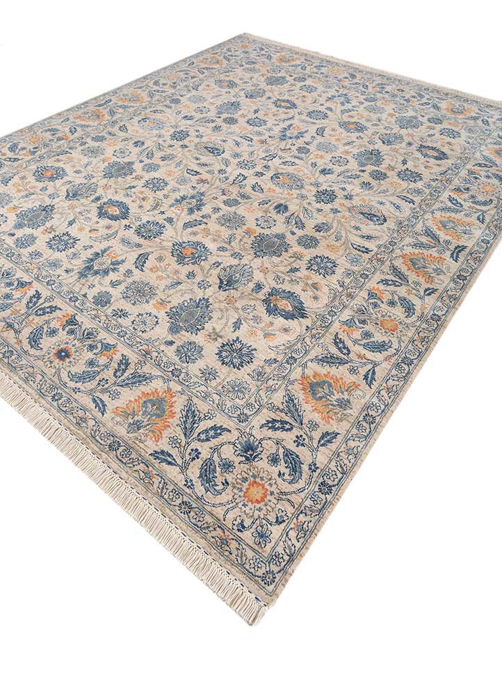 gulnar ivory wool hand knotted Rug - FoldShot gulnar ivory wool hand knotted Rug - FoldShot