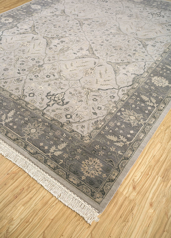 gulnar grey and black wool hand knotted Rug - FoldShot gulnar grey and black wool hand knotted Rug - FoldShot