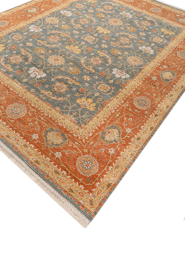 gulnar green wool hand knotted Rug - FoldShot gulnar green wool hand knotted Rug - FoldShot