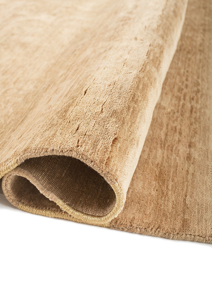 pansy beige and brown wool hand knotted Rug - FoldShot