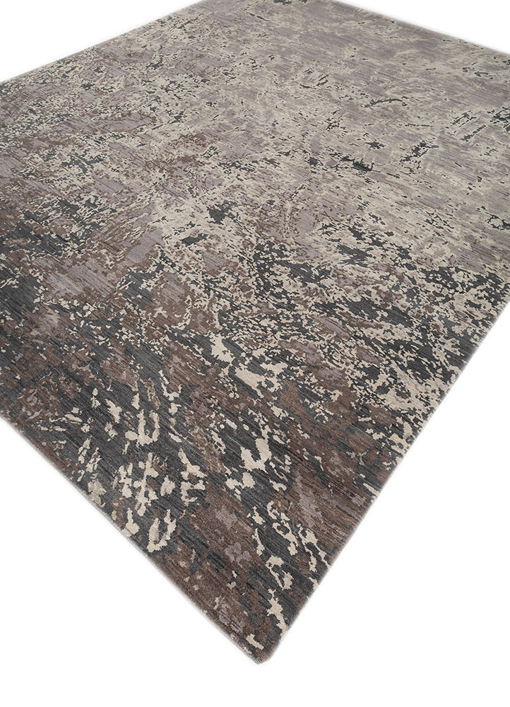 pansy grey and black wool hand knotted Rug - FoldShot pansy grey and black wool hand knotted Rug - FoldShot