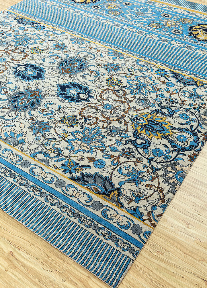 far east ivory wool hand knotted Rug - FoldShot