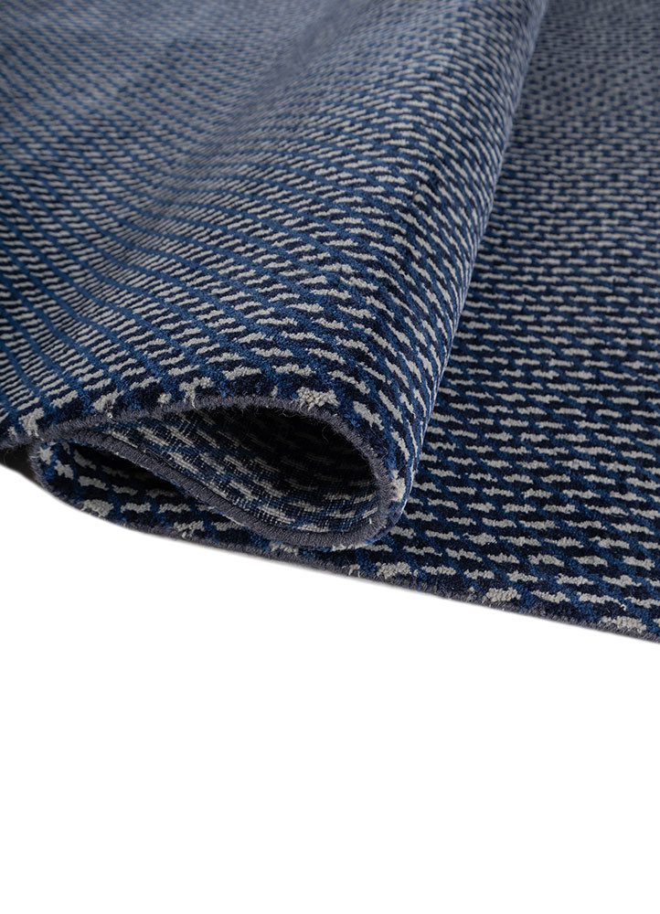 sthir blue wool hand knotted Rug - FoldShot