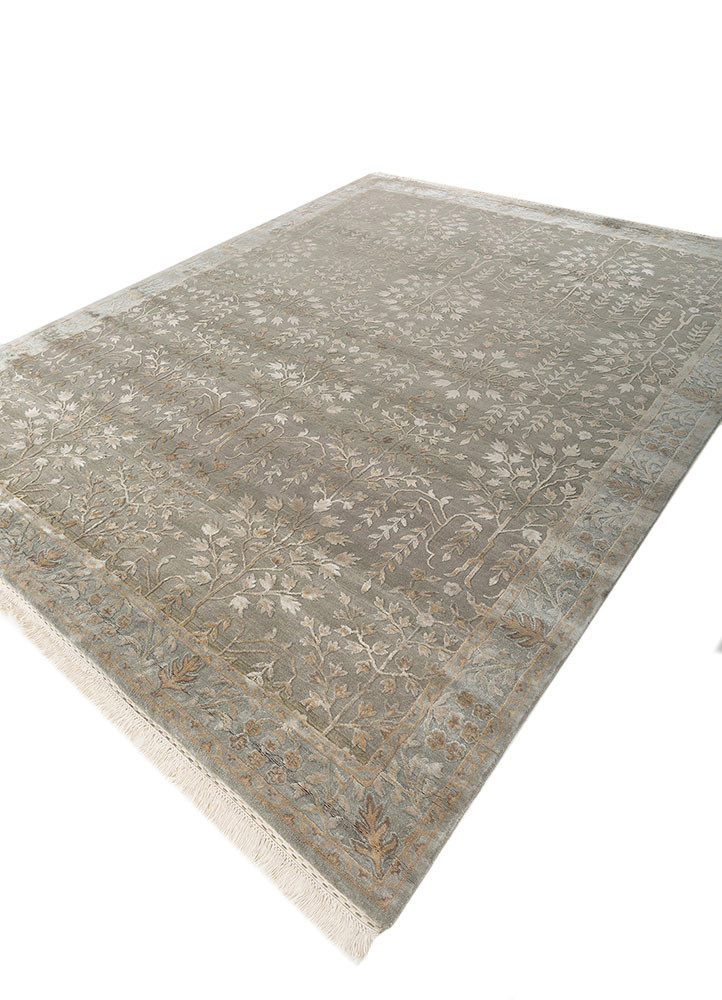 gulmarg blue wool and silk hand knotted Rug - FoldShot gulmarg blue wool and silk hand knotted Rug - FoldShot