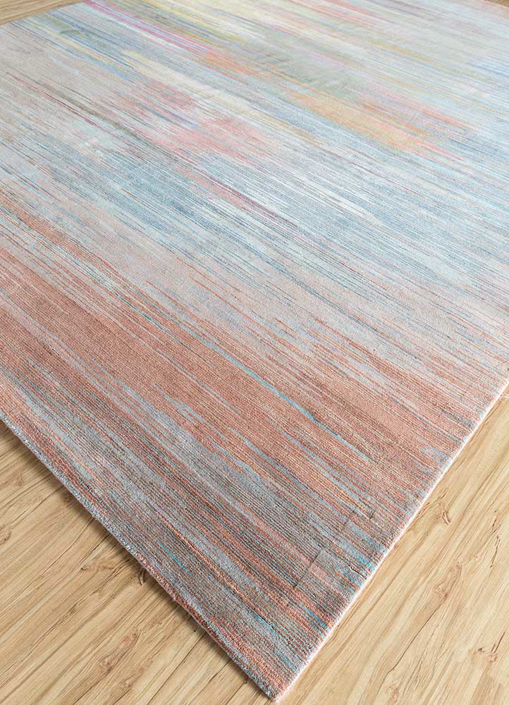 hidden by kavi pink and purple wool and bamboo silk hand knotted Rug - FoldShot