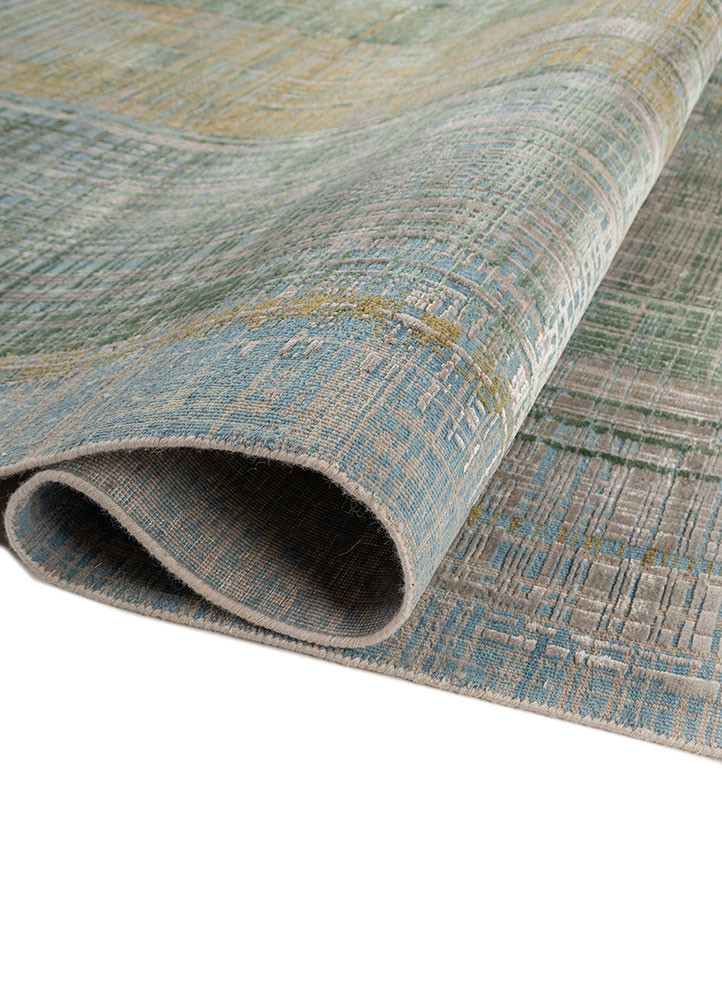 unstring by kavi grey and black wool and bamboo silk hand knotted Rug - FoldShot