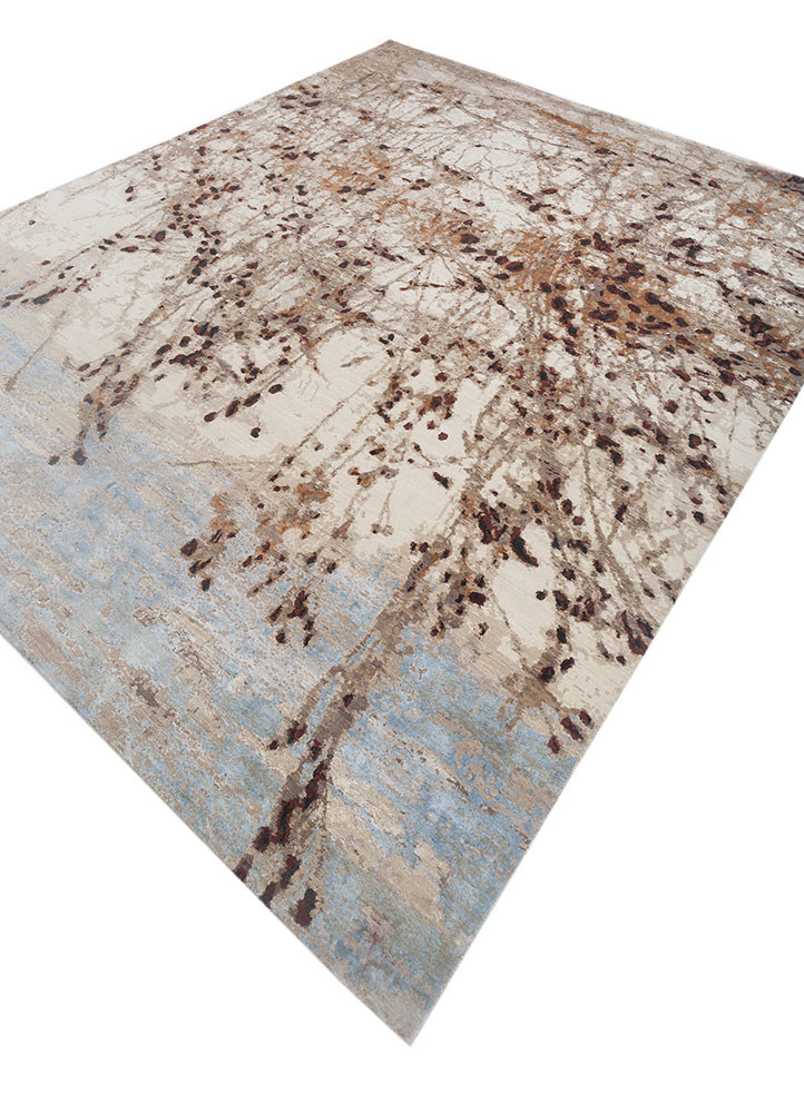 entropy beige and brown wool and bamboo silk hand knotted Rug - FoldShot entropy beige and brown wool and bamboo silk hand knotted Rug - FoldShot