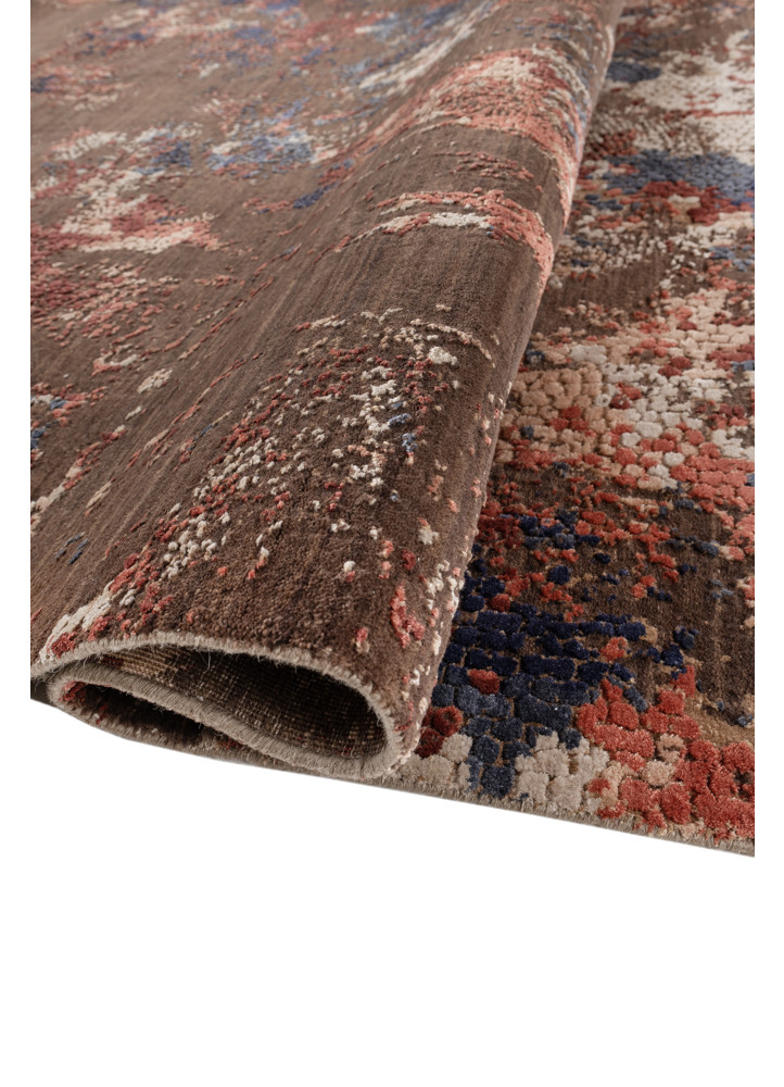 unstring by kavi beige and brown wool and bamboo silk hand knotted Rug - FoldShot unstring by kavi beige and brown wool and bamboo silk hand knotted Rug - FoldShot