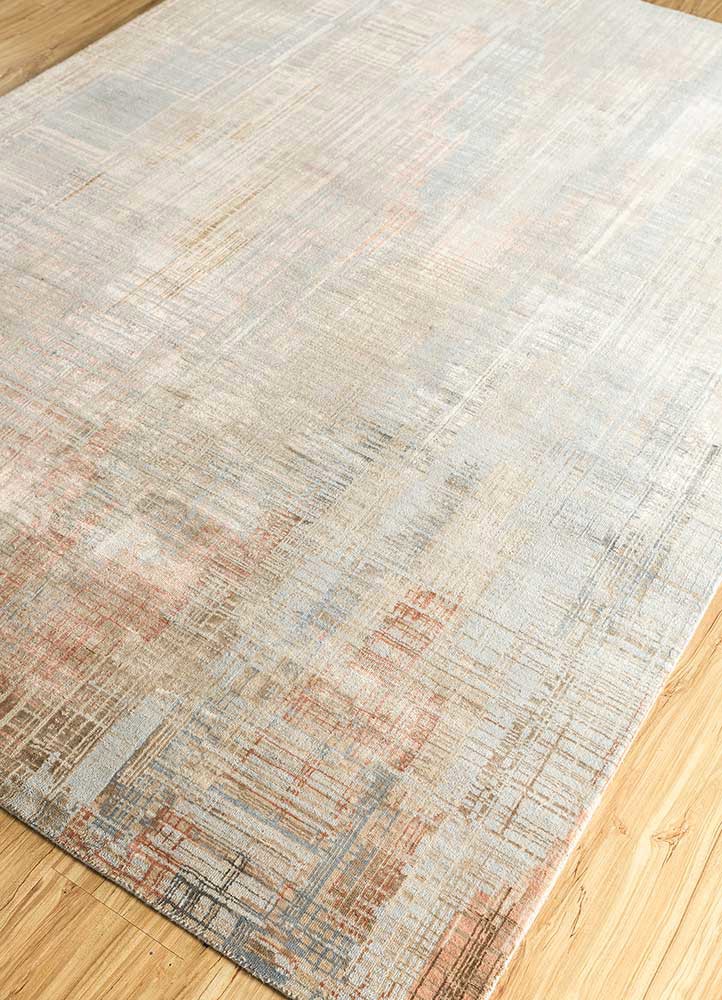 unstring by kavi beige and brown wool and bamboo silk hand knotted Rug - FoldShot