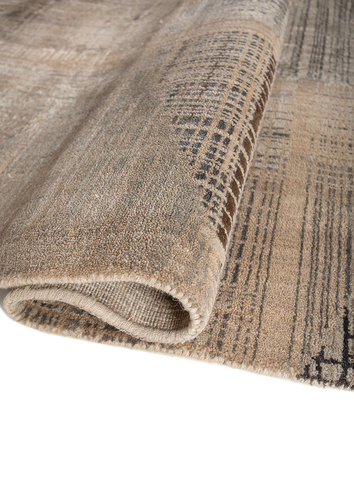 unstring by kavi ivory wool and bamboo silk hand knotted Rug - FoldShot