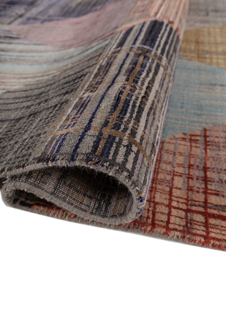 unstring by kavi grey and black wool and bamboo silk hand knotted Rug - FoldShot