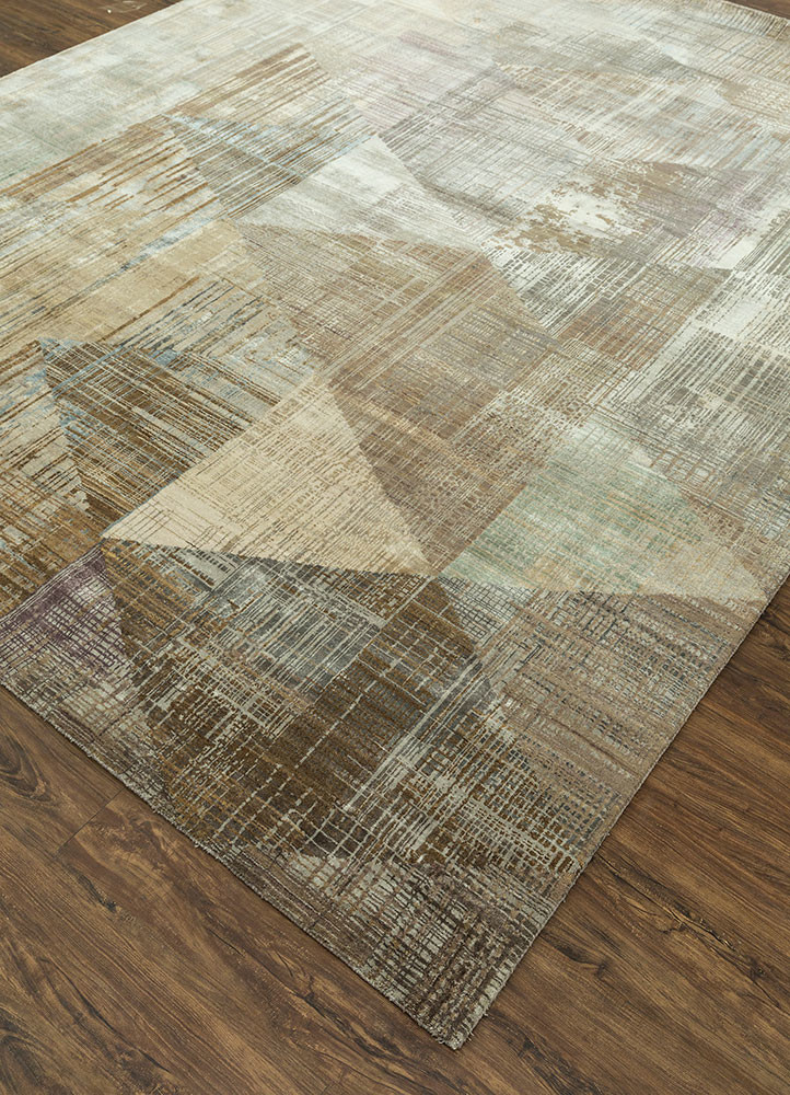 unstring by kavi grey and black wool and bamboo silk hand knotted Rug - FoldShot unstring by kavi grey and black wool and bamboo silk hand knotted Rug - FoldShot