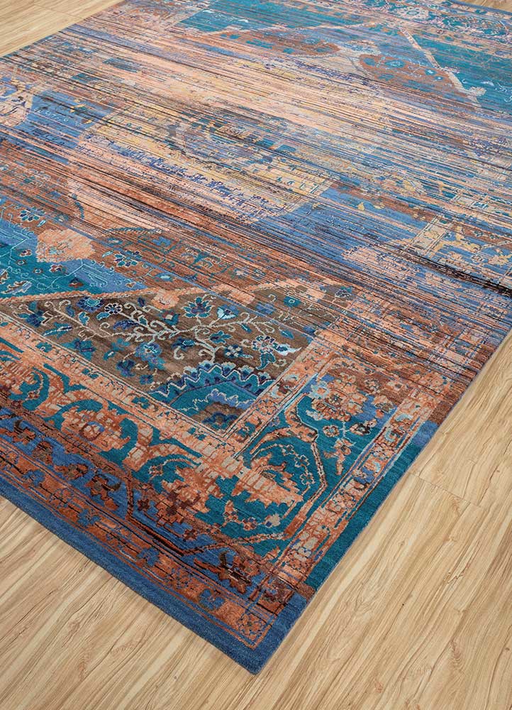 viscaya blue wool and bamboo silk hand knotted Rug - FoldShot viscaya blue wool and bamboo silk hand knotted Rug - FoldShot