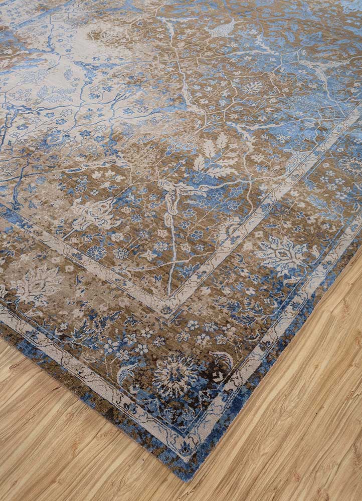 Manchaha Ivory Hand Knotted Wool and Bamboo Silk Rugs -Les