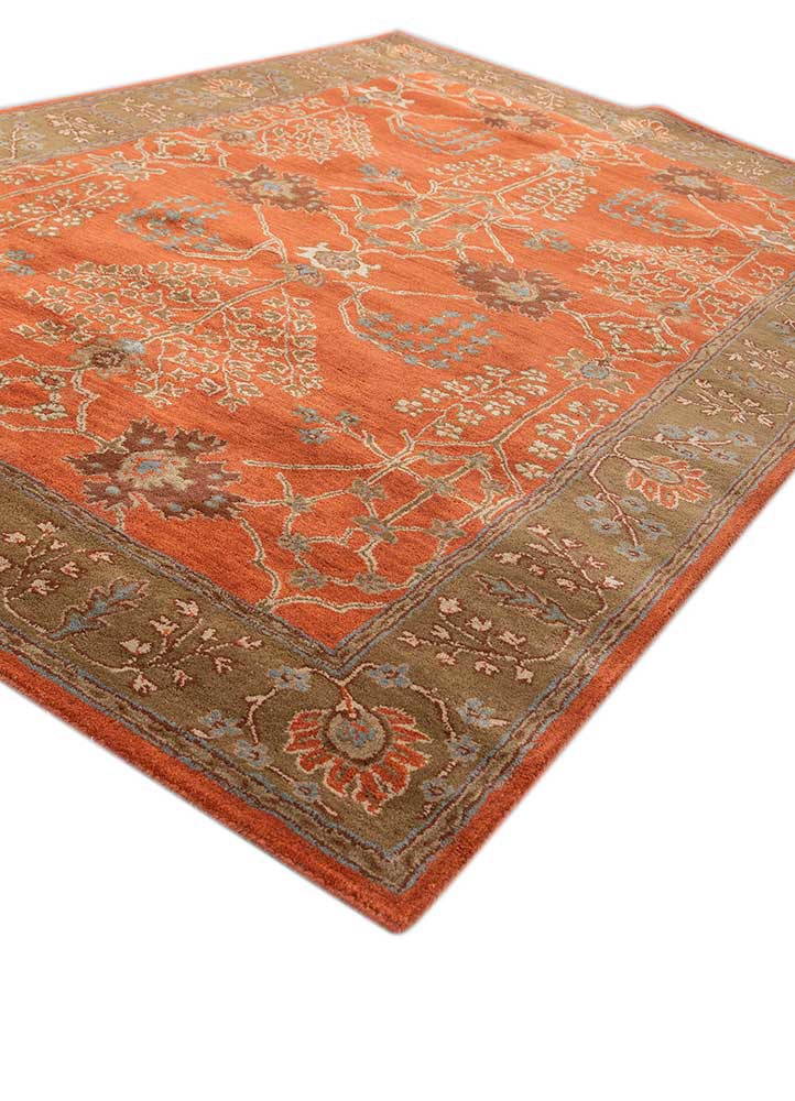 kasbah red and orange wool hand tufted Rug - FoldShot