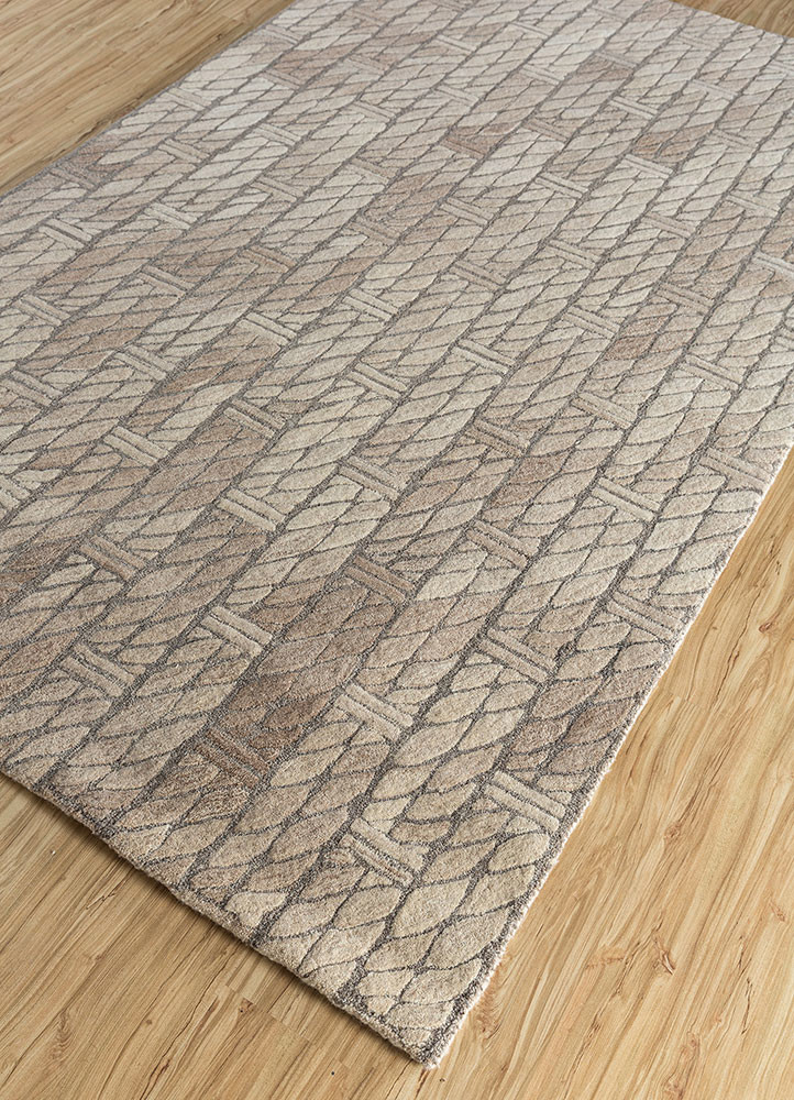 pathways beige and brown wool hand tufted Rug - FoldShot pathways beige and brown wool hand tufted Rug - FoldShot