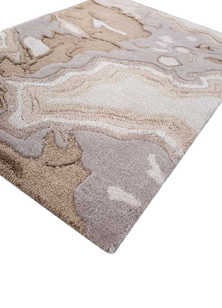 aprezo beige and brown wool and viscose hand tufted Rug - FoldShot