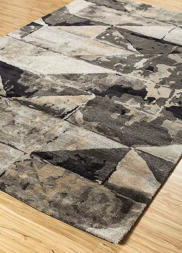 genesis grey and black wool and viscose hand tufted Rug - FoldShot genesis grey and black wool and viscose hand tufted Rug - FoldShot