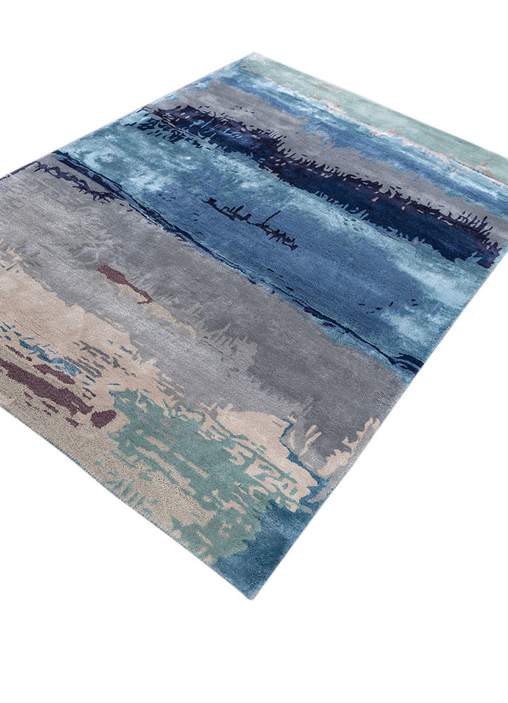 genesis blue wool and viscose hand tufted Rug - FoldShot genesis blue wool and viscose hand tufted Rug - FoldShot