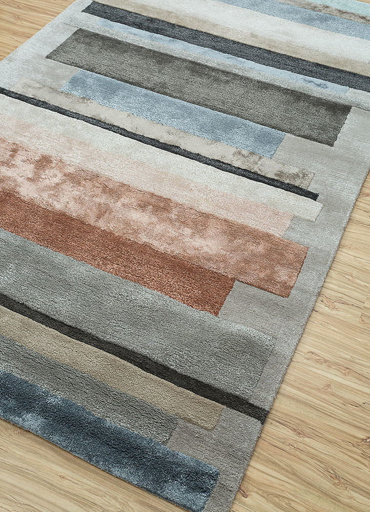 acar grey and black wool and viscose hand tufted Rug - FoldShot