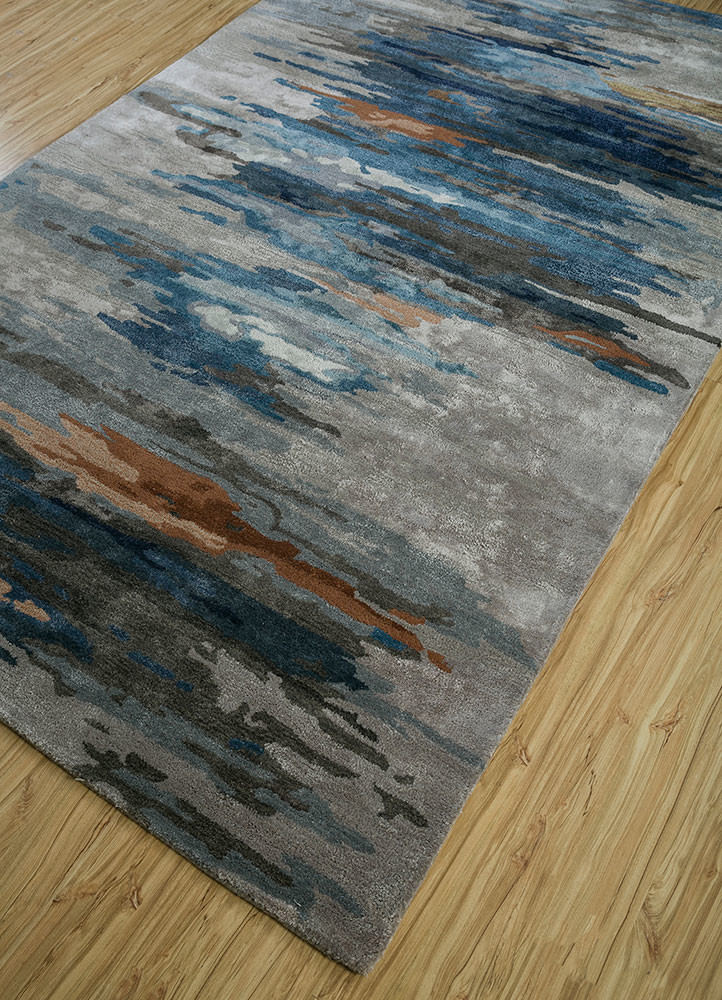 genesis grey and black wool and viscose hand tufted Rug - FoldShot