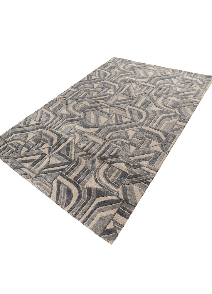 pathways beige and brown wool and viscose hand tufted Rug - FoldShot