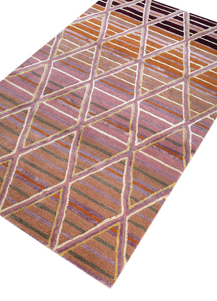 acar red and orange wool and viscose hand tufted Rug - FoldShot