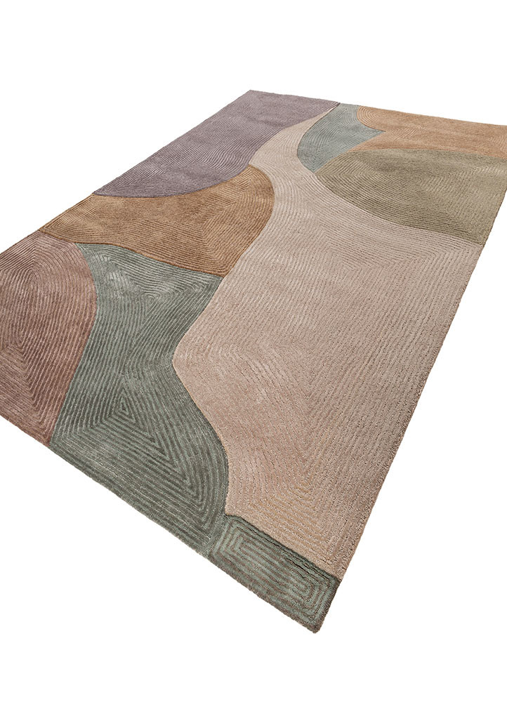 joy red and orange wool and viscose hand tufted Rug - FoldShot
