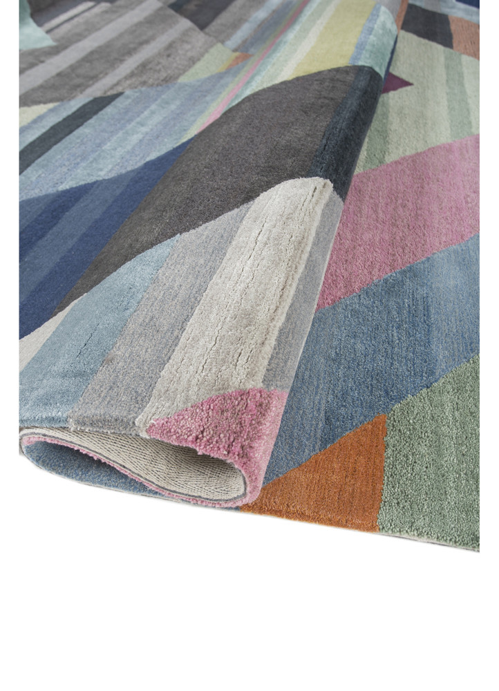 weaver art reserve blue wool hand tufted Rug - FoldShot