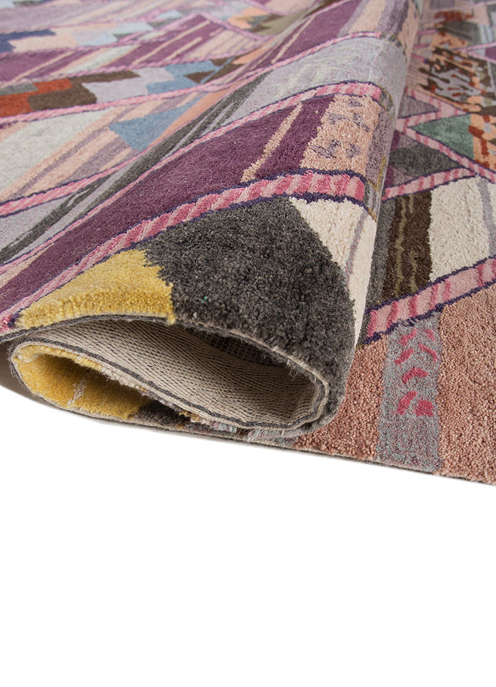weaver art reserve pink and purple wool hand tufted Rug - FoldShot