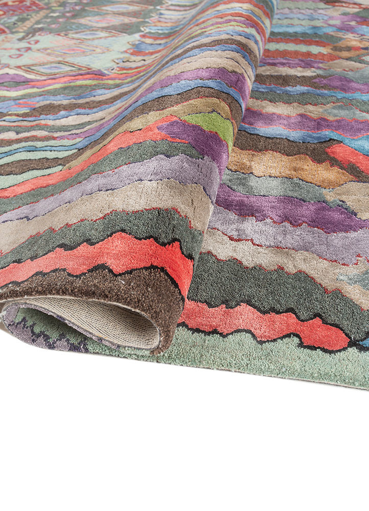 weaver art reserve red and orange wool hand tufted Rug - FoldShot