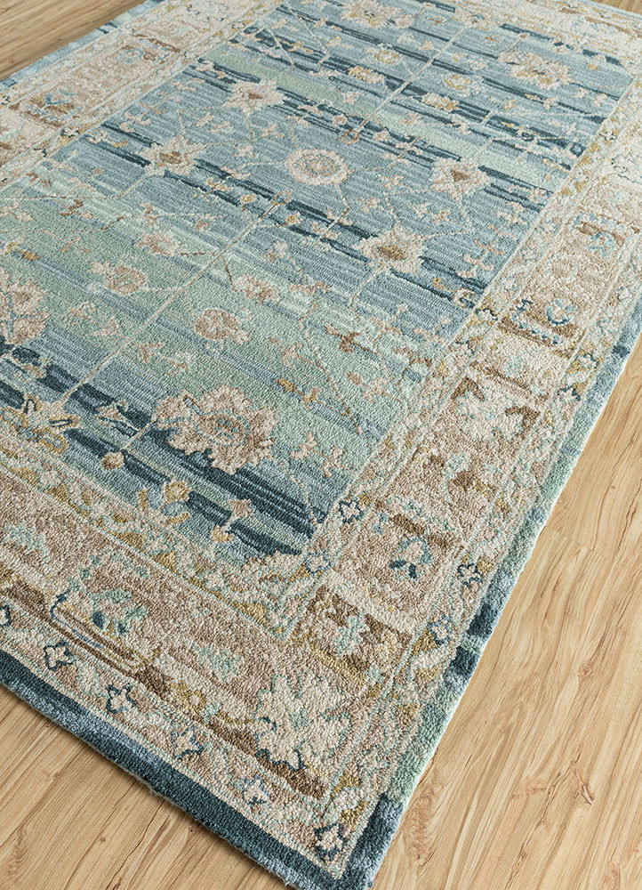 mythos blue wool hand tufted Rug - FoldShot mythos blue wool hand tufted Rug - FoldShot