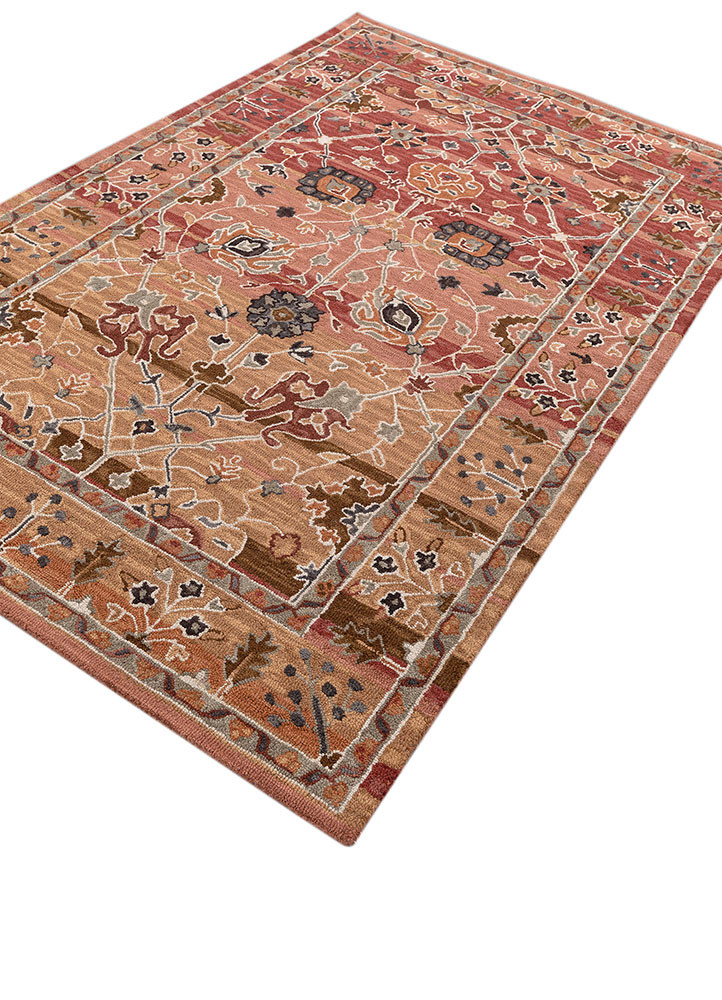 mythos red and orange wool hand tufted Rug - FoldShot