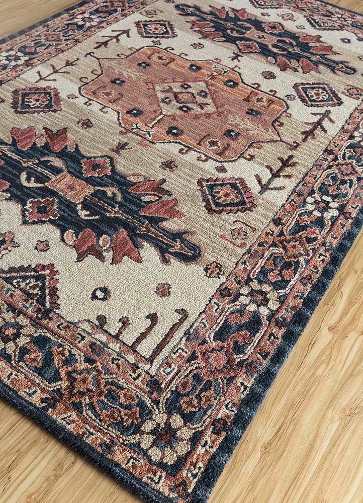 kasbah beige and brown wool hand tufted Rug - FoldShot