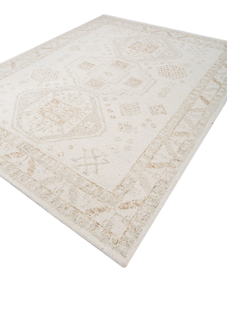 imara ivory wool hand tufted Rug - FoldShot
