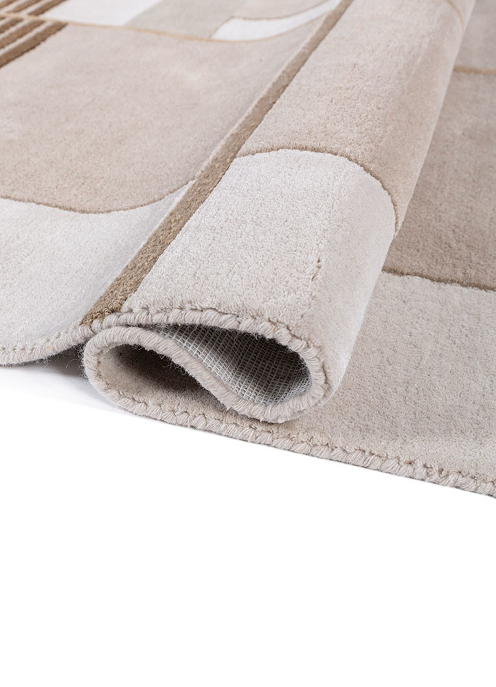 come around ivory wool hand tufted Rug - FoldShot