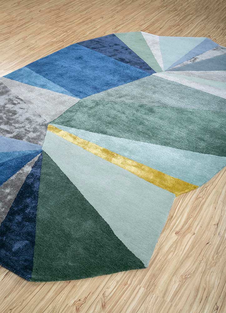 come around blue wool and viscose hand tufted Rug - FoldShot come around blue wool and viscose hand tufted Rug - FoldShot