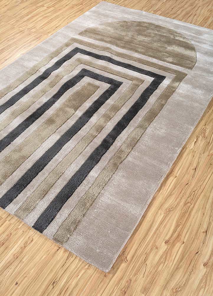 caliedo beige and brown wool and viscose hand tufted Rug - FoldShot