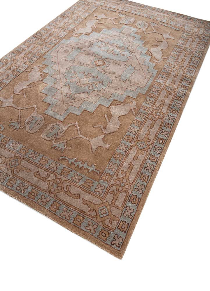 mythos beige and brown wool and viscose hand tufted Rug - FoldShot