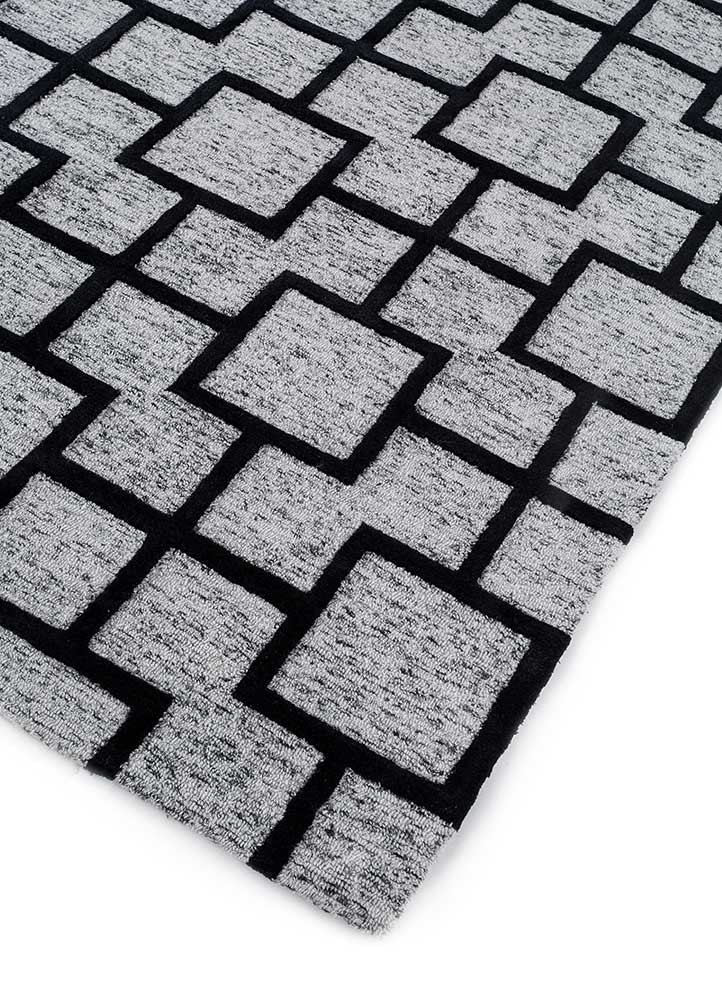 contour grey and black wool and viscose hand tufted Rug - FoldShot