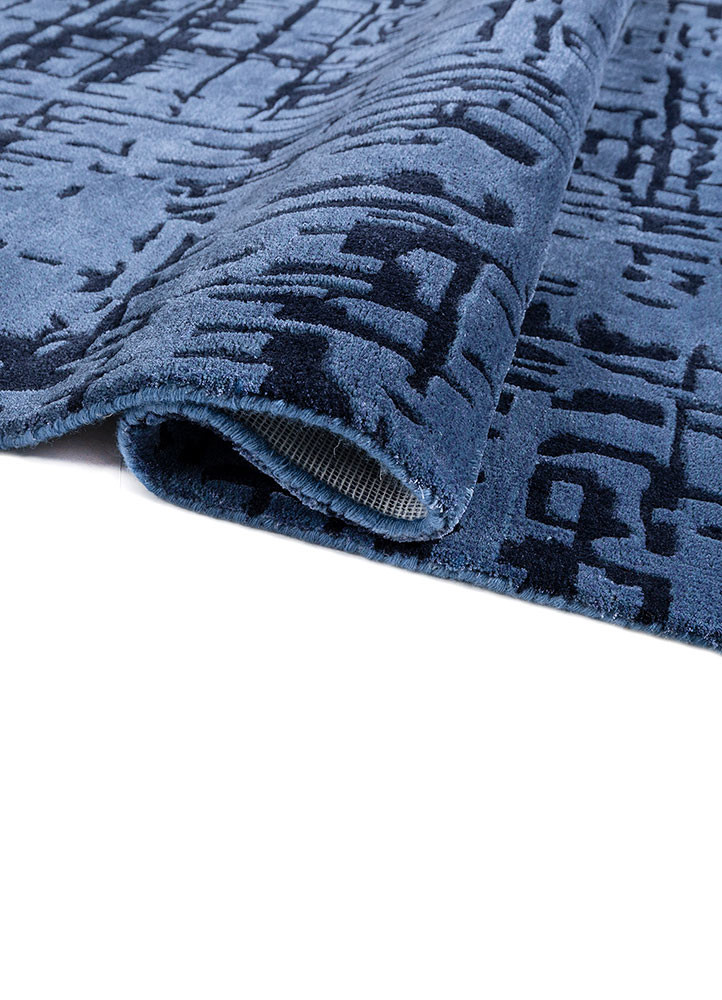 genesis blue wool and viscose hand tufted Rug - FoldShot