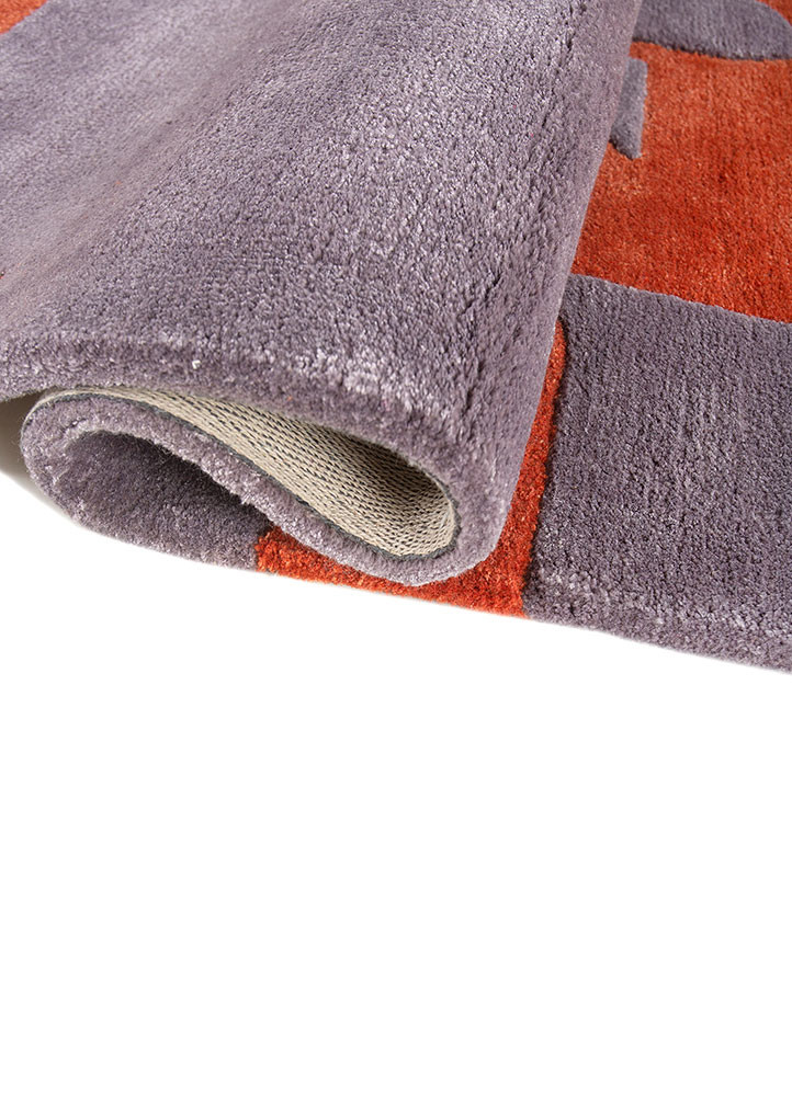 white noise red and orange wool and viscose hand tufted Rug - FoldShot