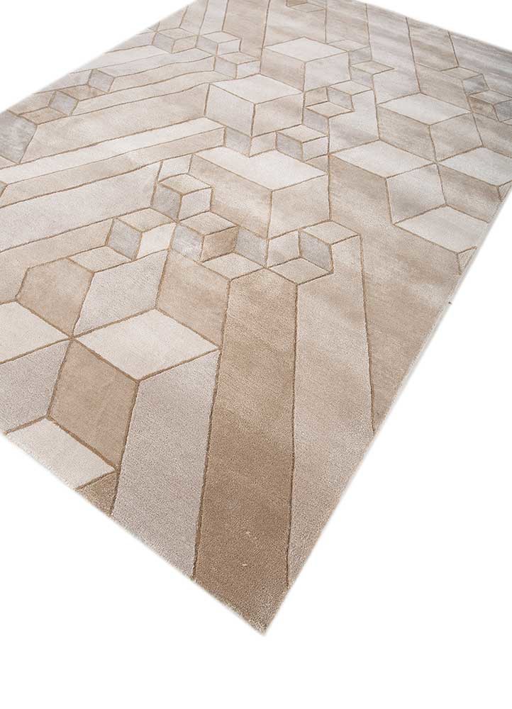 acar ivory wool and viscose hand tufted Rug - FoldShot