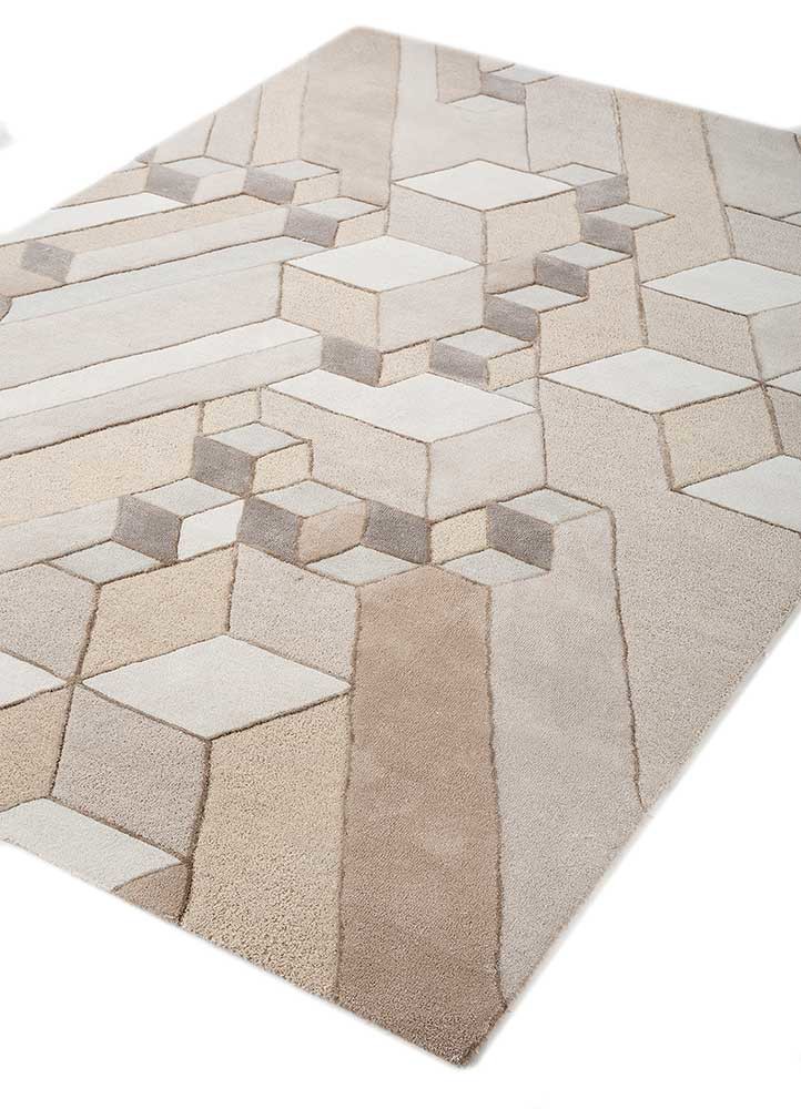 acar ivory wool and viscose hand tufted Rug - FoldShot