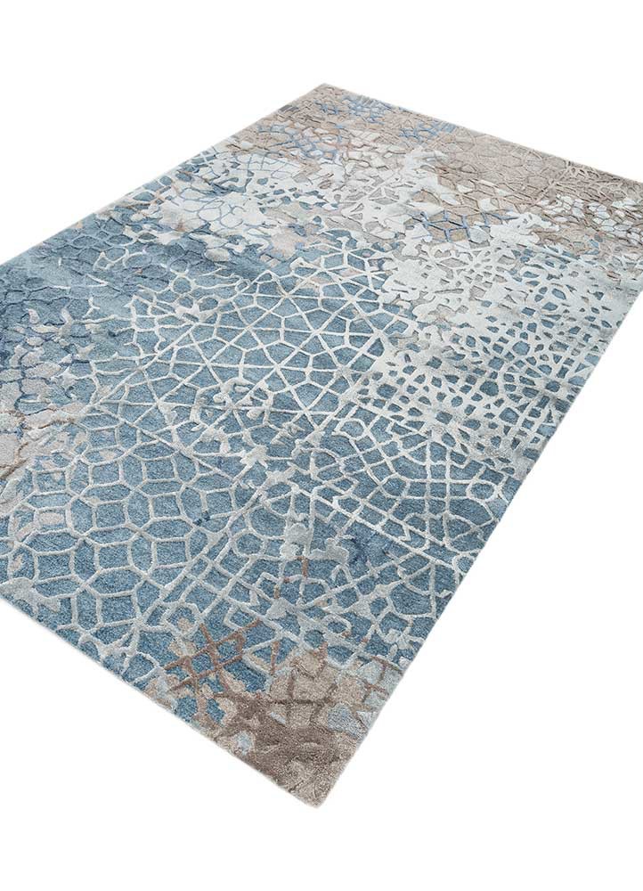 mythos blue wool and viscose hand tufted Rug - FoldShot