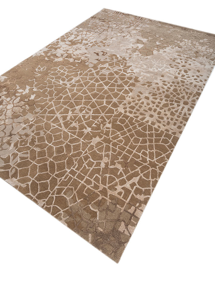 mythos beige and brown wool and viscose hand tufted Rug - FoldShot mythos beige and brown wool and viscose hand tufted Rug - FoldShot