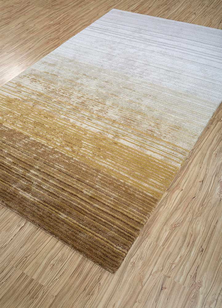 white noise gold wool and viscose hand tufted Rug - FoldShot