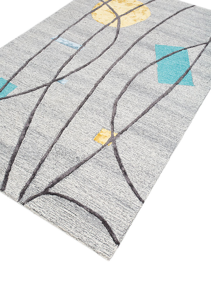 acar grey and black wool and viscose hand tufted Rug - FoldShot acar grey and black wool and viscose hand tufted Rug - FoldShot